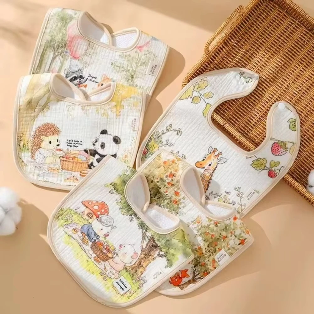 Baberos de algodón impermeables con cuello ajustable para eructos - imagen 4