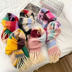 Bufanda infantil larga de algodón con borlas – Cálida y colorida