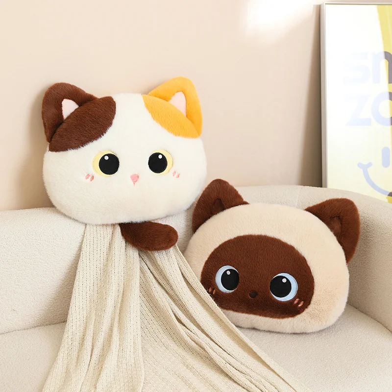 Almohada de felpa de gato para niños – Cojín suave negro - imagen 3