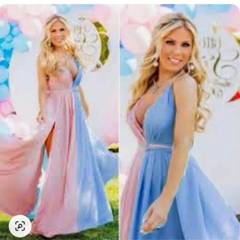 Vestido maternidad largo con tren para fotos formales - imagen 2