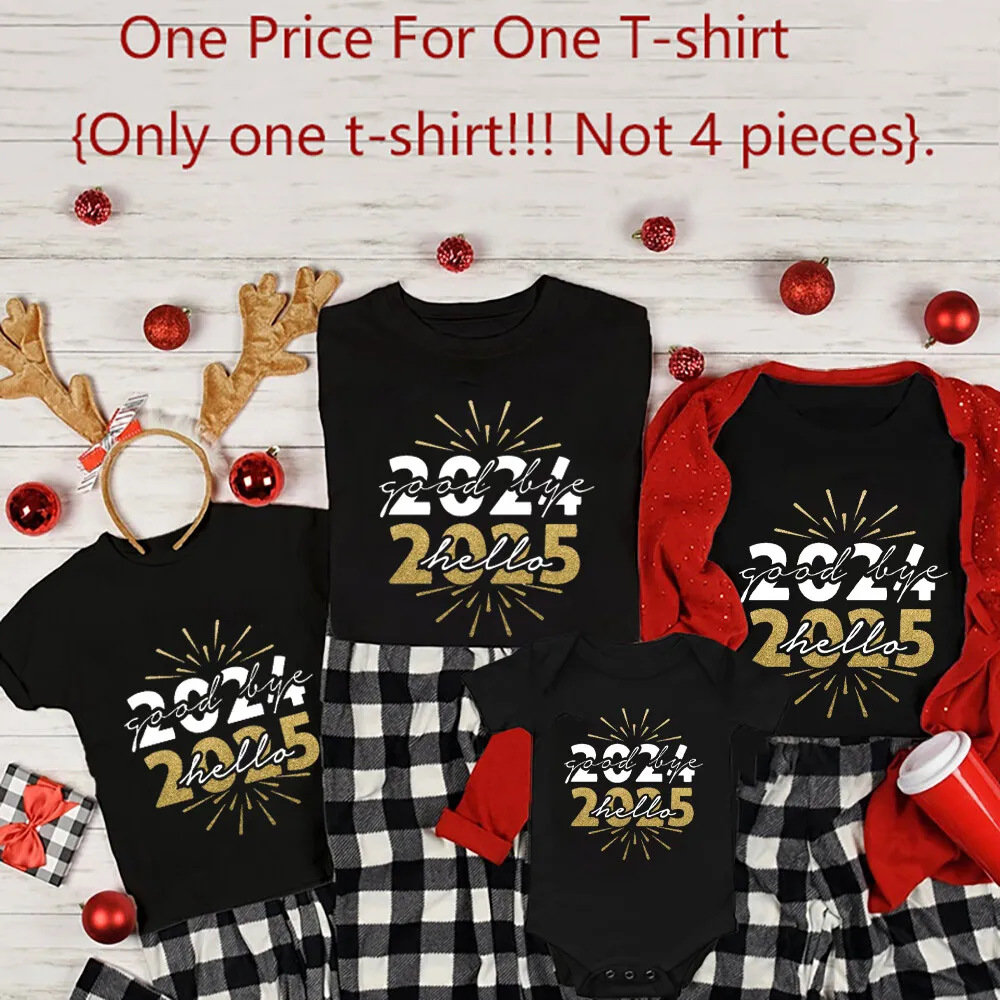 Conjunto familiar de Año Nuevo – Body para bebé y camisetas padres - imagen 3