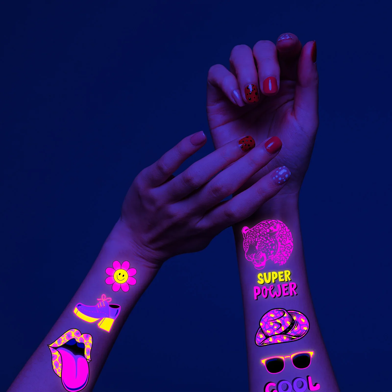 Tatuaje temporal fluorescente impermeable tipo pegatina musical - imagen 2