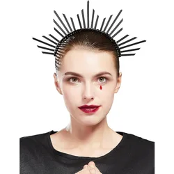 Tiara corona Halo dorada Sunburst con pendientes para eventos