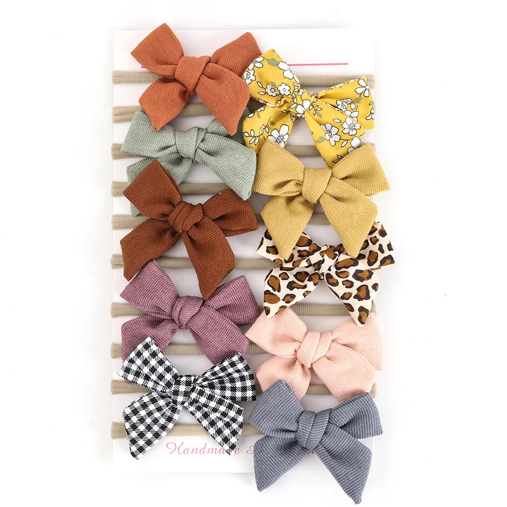 Diademas de flores para bebé – Elástico de nailon con lazo de leopardo - imagen 5