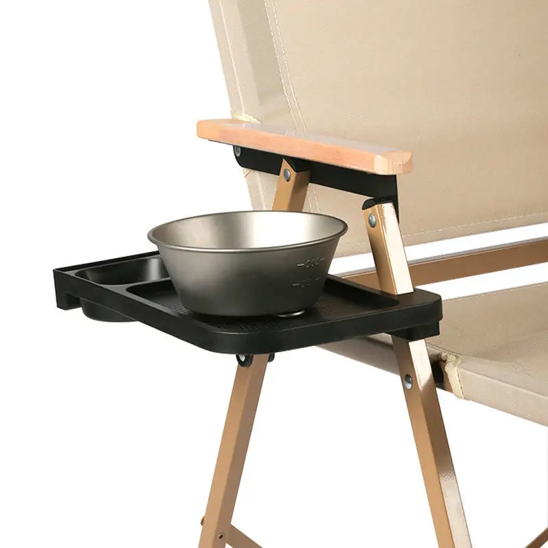 Bandeja lateral plegable con portavasos para silla de camping - imagen 3