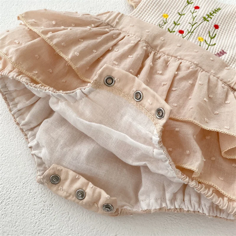 Vestido de encaje con volantes floral vintage para niñas - imagen 3