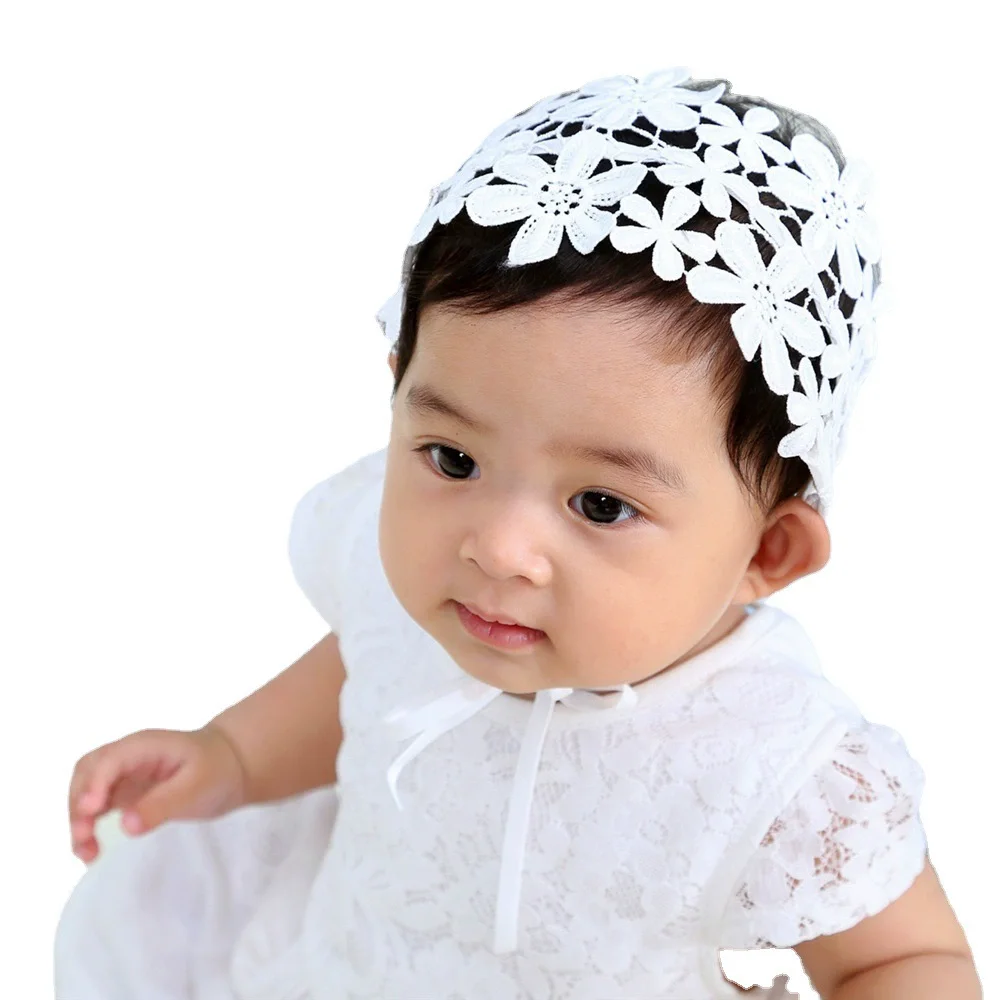 Diadema para bebé con encaje y flores, estilo coreano - imagen 3