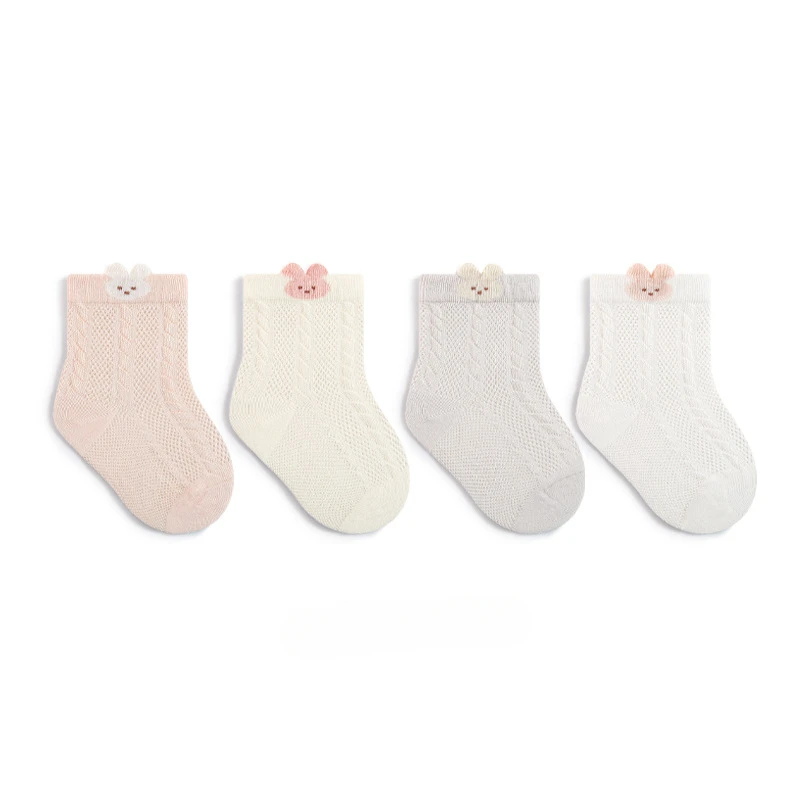 Calcetines de verano para bebé y niños con conejito, transpirables