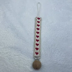 Pinza para chupete bebé retro floral con encaje bordado
