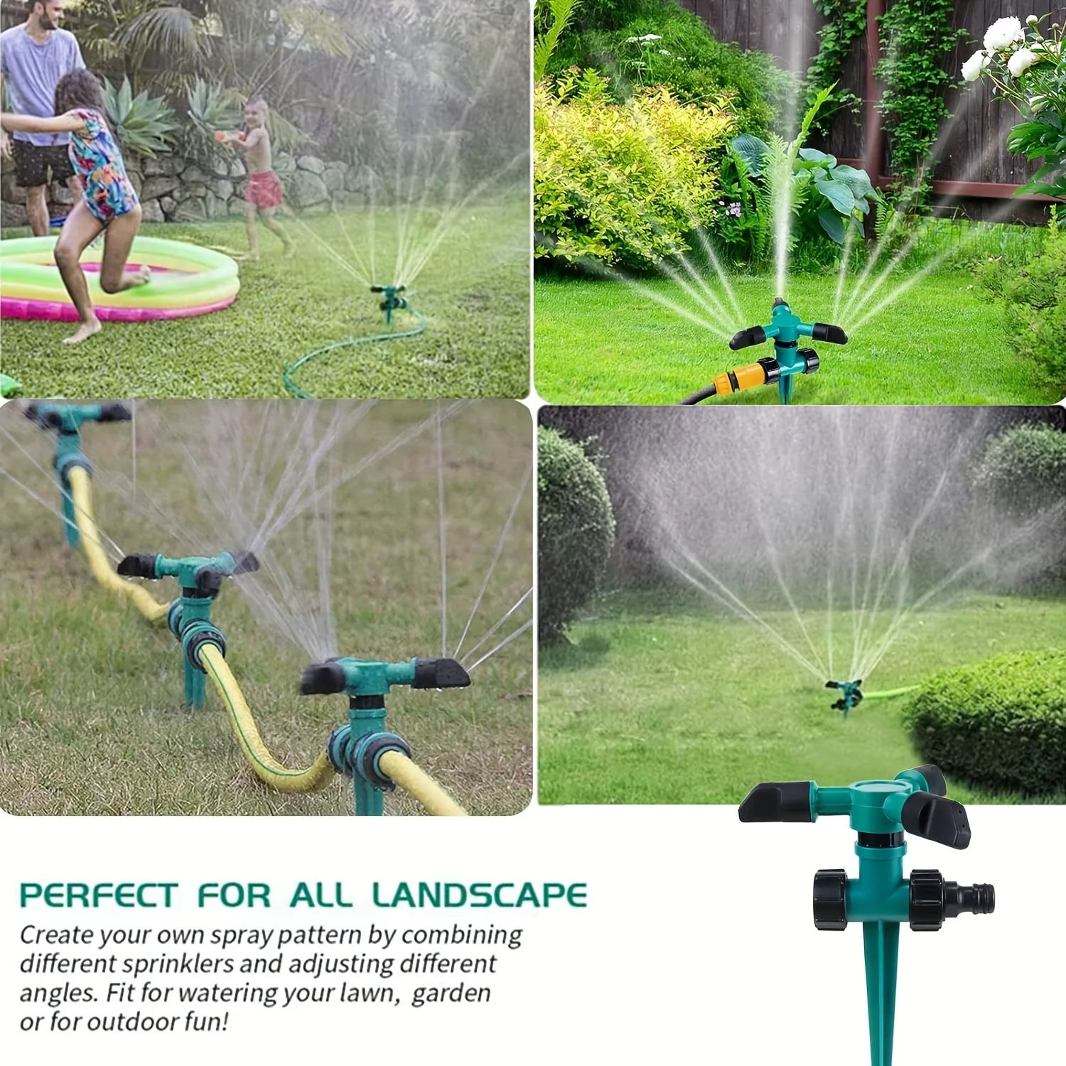 Aspersor de césped giratorio con tres horquillas para jardín - imagen 2
