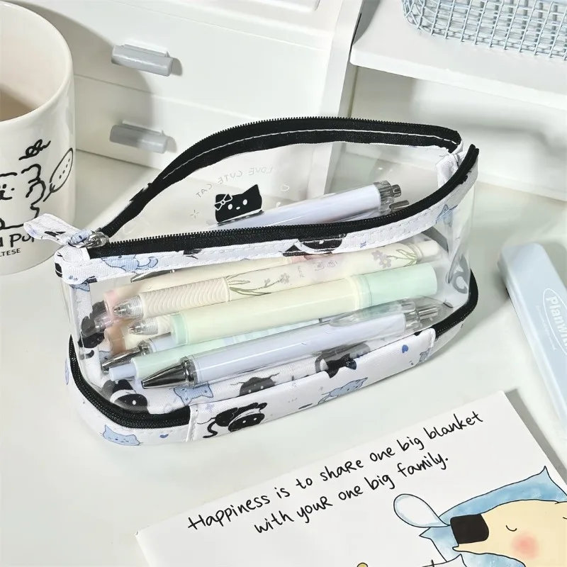 Estuche escolar doble capa con motivo gato para niños - imagen 5