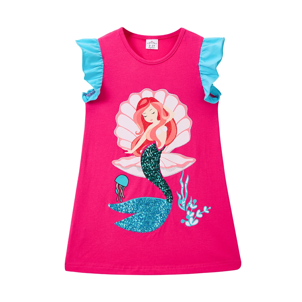 DXTON Vestido sirena de algodón sin mangas con volantes - imagen 2