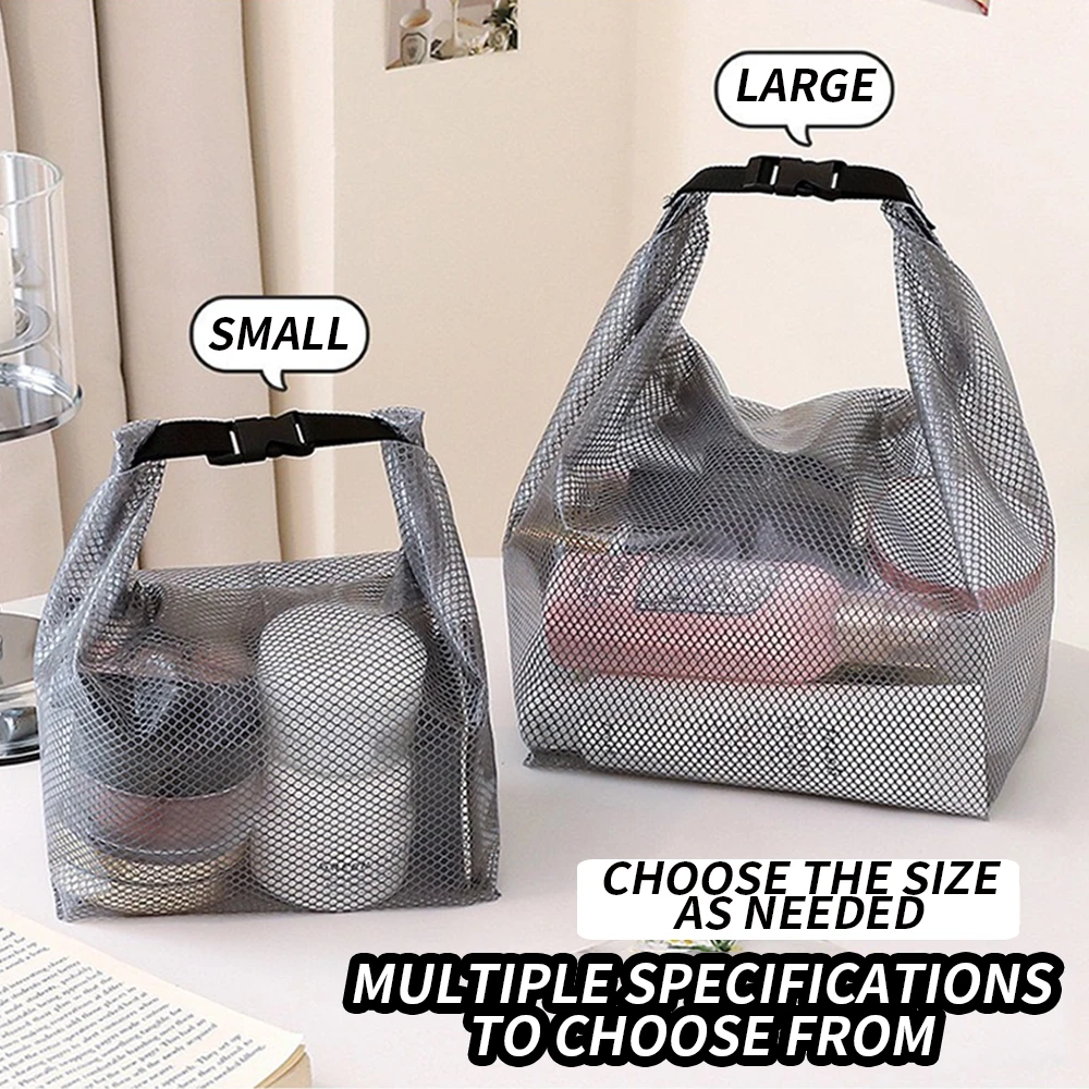 Bolsa impermeable de aseo con malla transparente y cordón rápido