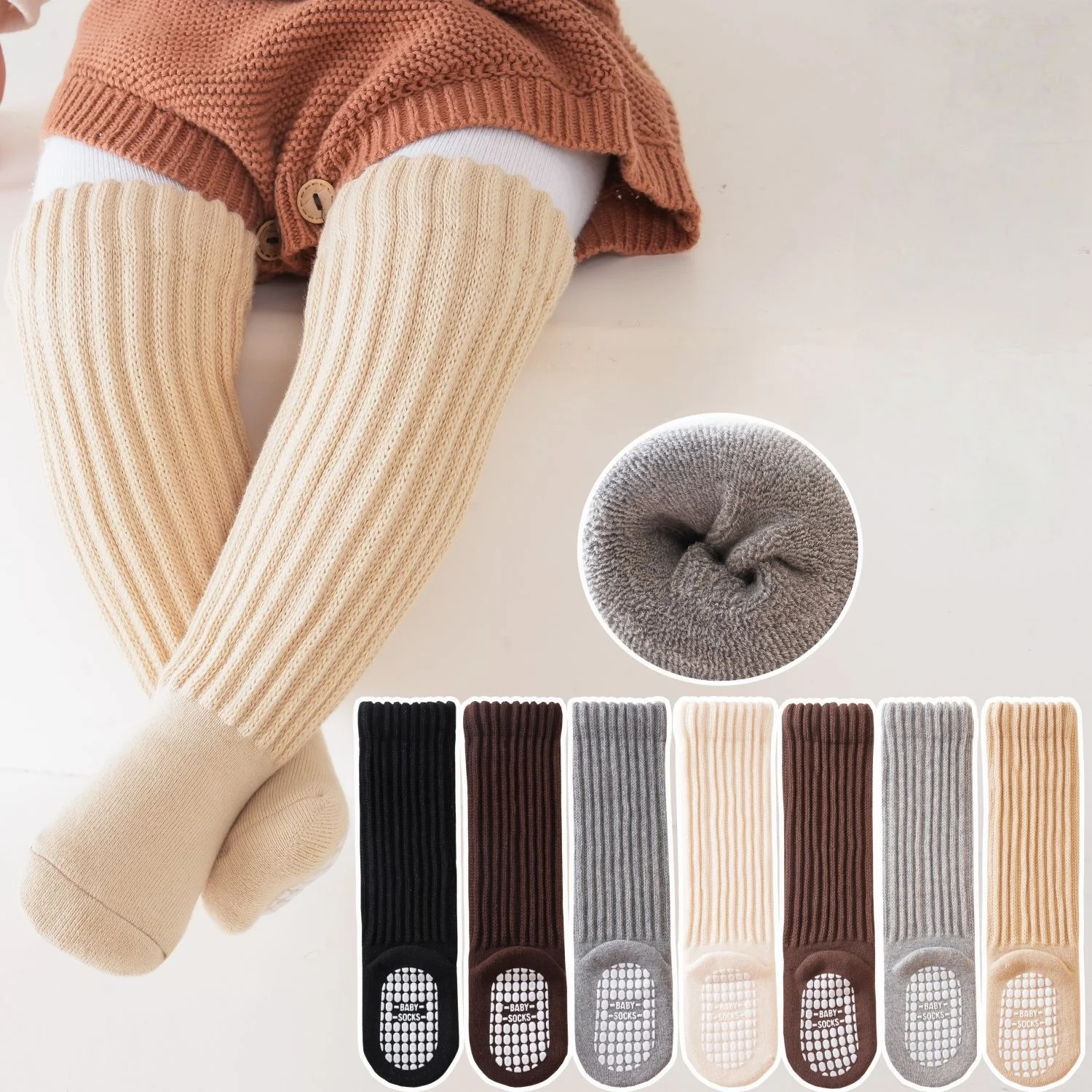 Calcetines altos antideslizantes de invierno cálidos para bebé unisex - imagen 5