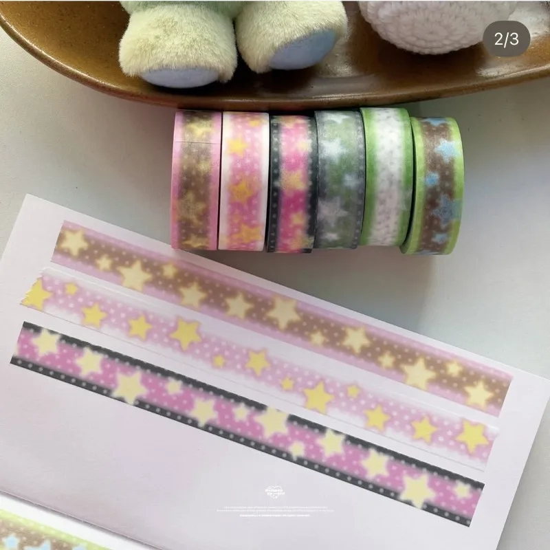 Cinta adhesiva decorativa vintage con estrellas para scrapbooking - imagen 5