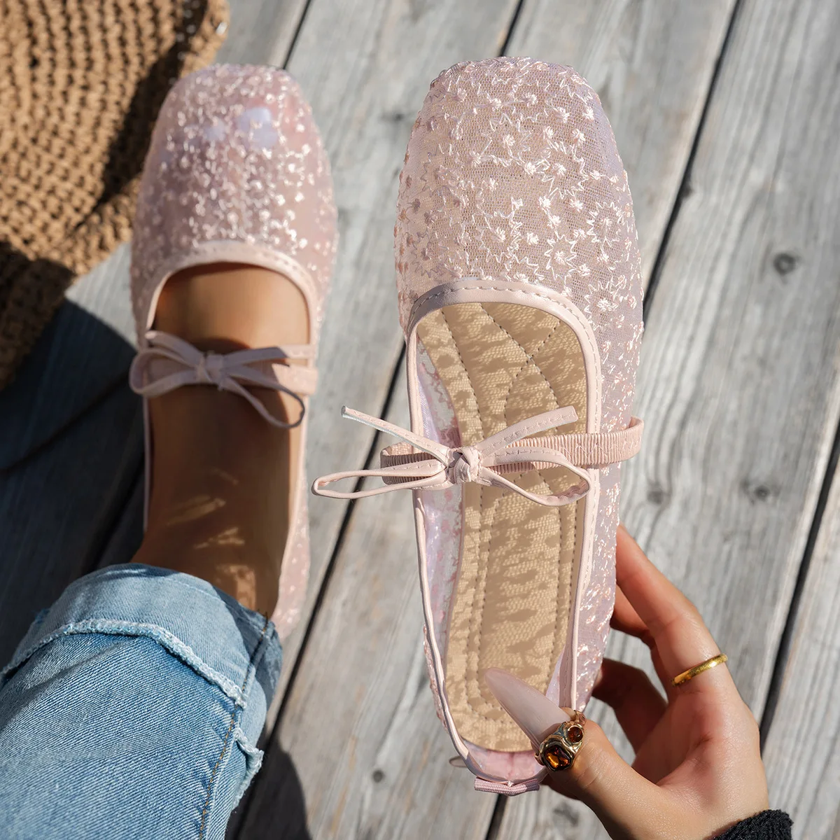 Zapatos Mary Jane de encaje con suela suave para mujer - imagen 4