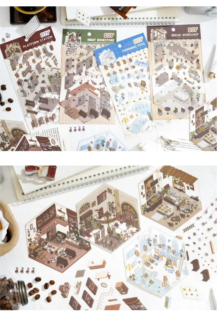 Detalle visual de pegatinas con efecto en capas