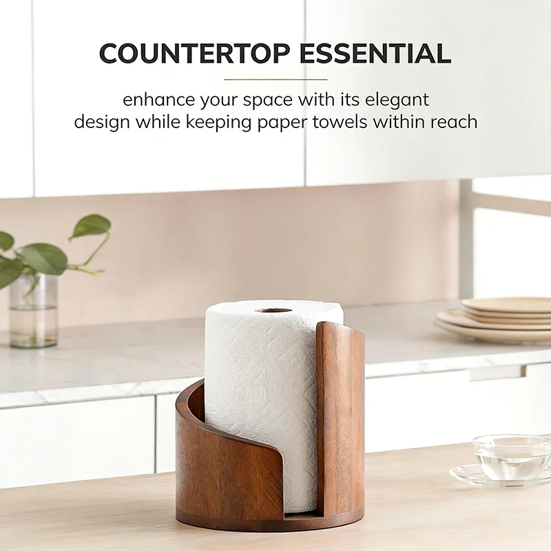 Portarrollos para papel de cocina en madera con base independiente