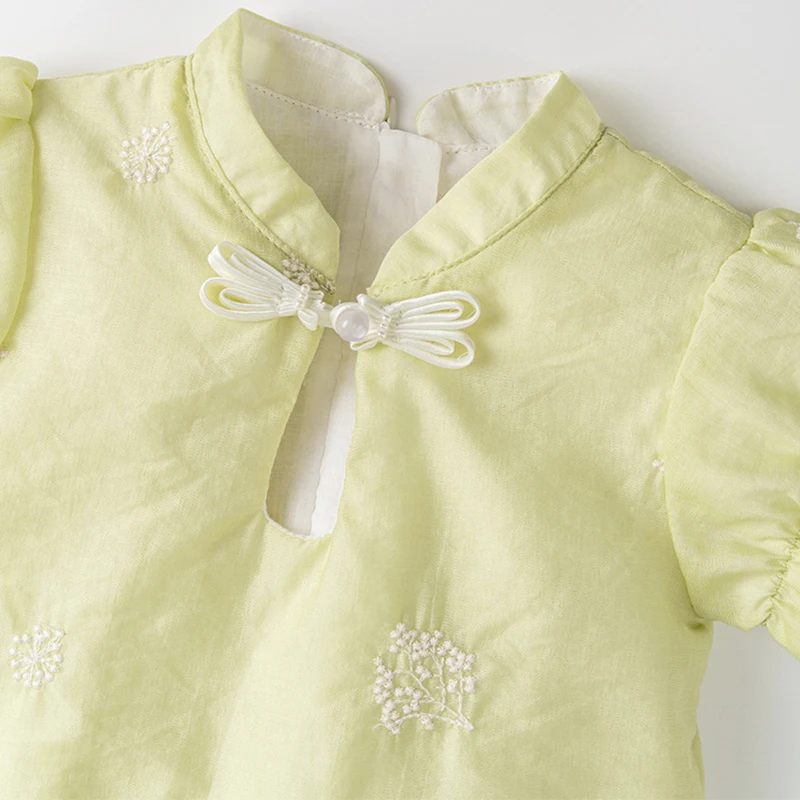 Vestido de bebé de flores con bordado y manga corta estilo princesa - imagen 2