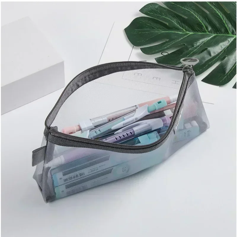 Estuche escolar de malla con cremallera – Transparente - imagen 4