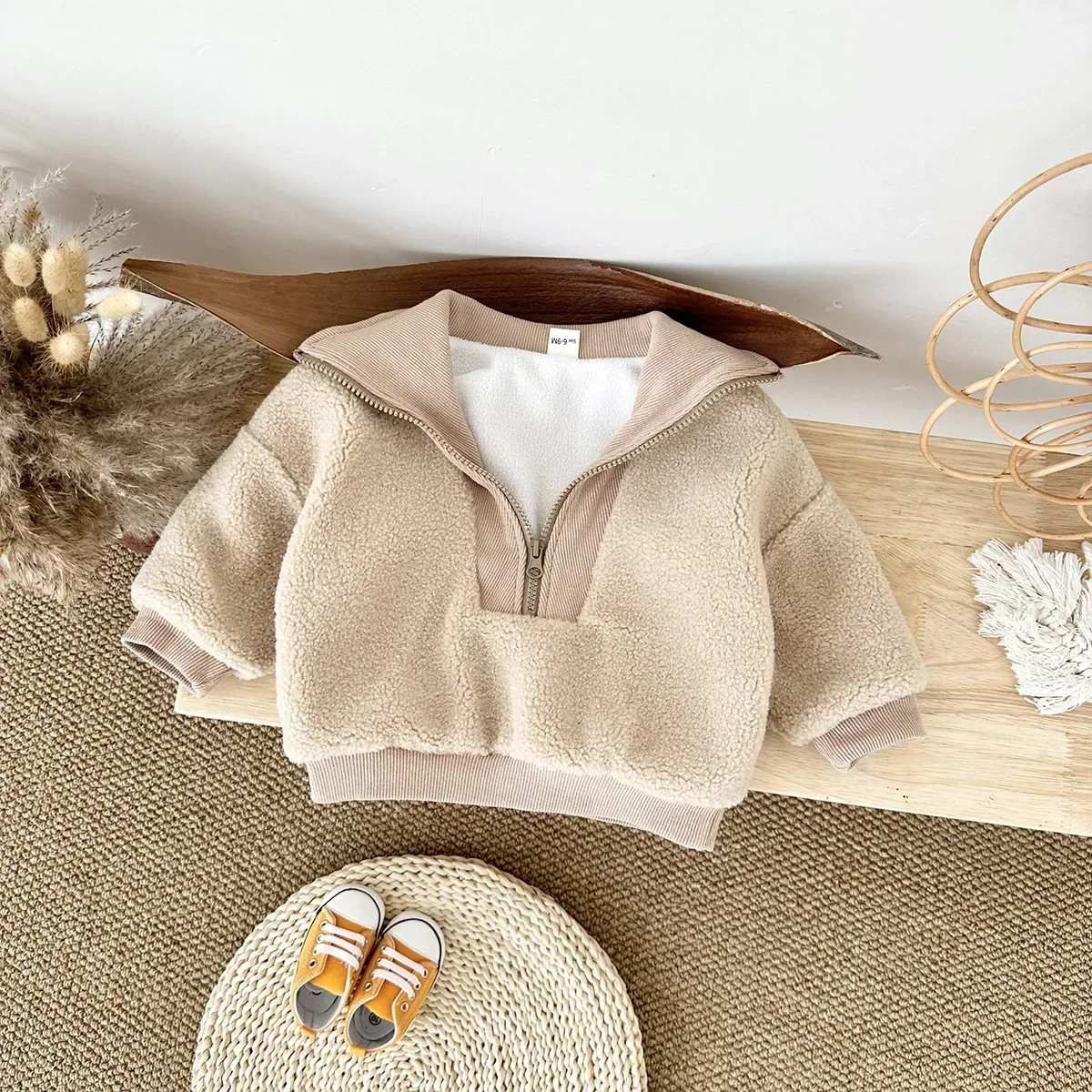 Sudadera con capucha de lana y cuello simulado para bebé - imagen 2