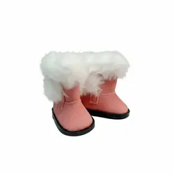 Botines invierno para muñeca en tela y felpa con ribete piel