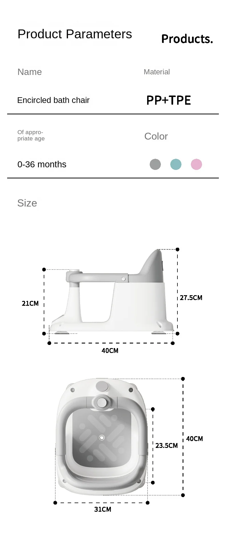 Silla de baño para bebé lista tras el uso