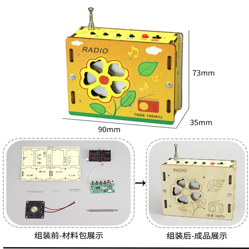 Controles e interruptor del modelo de radio FM portátil