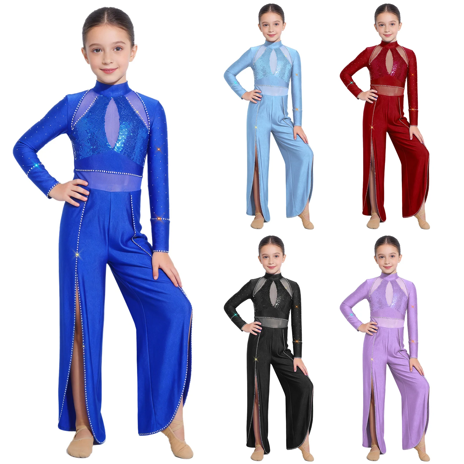 Mono de ballet con pedrería para niña – Maillot de danza elegante - imagen 4