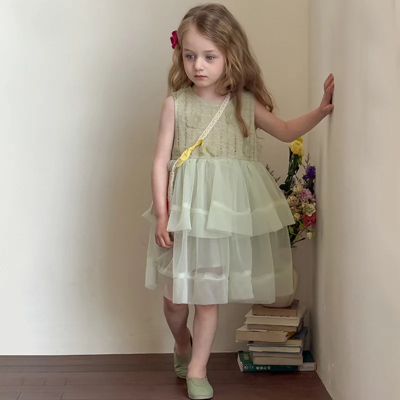 Vestido princesa de tul verde menta con encaje - imagen 2