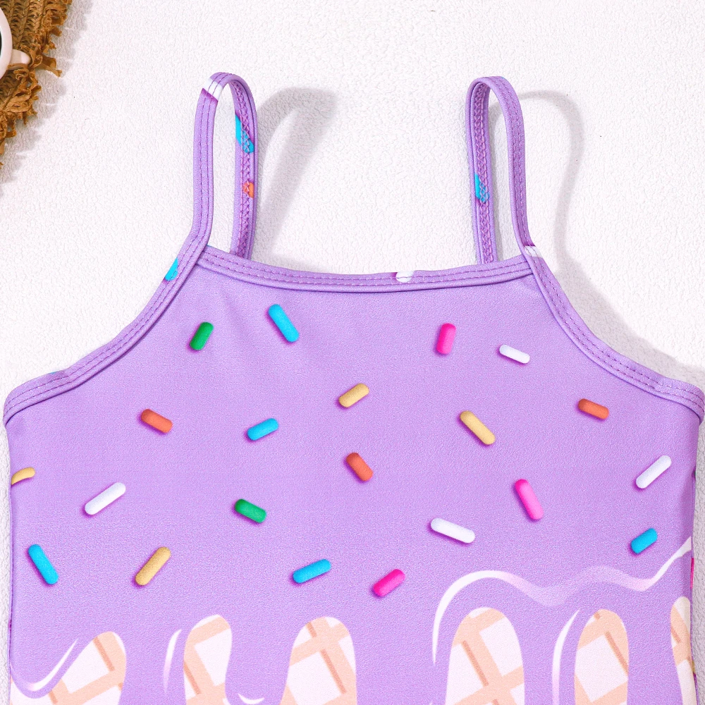 Traje de baño niña con estampado veraniego y tutú de playa suave - imagen 2