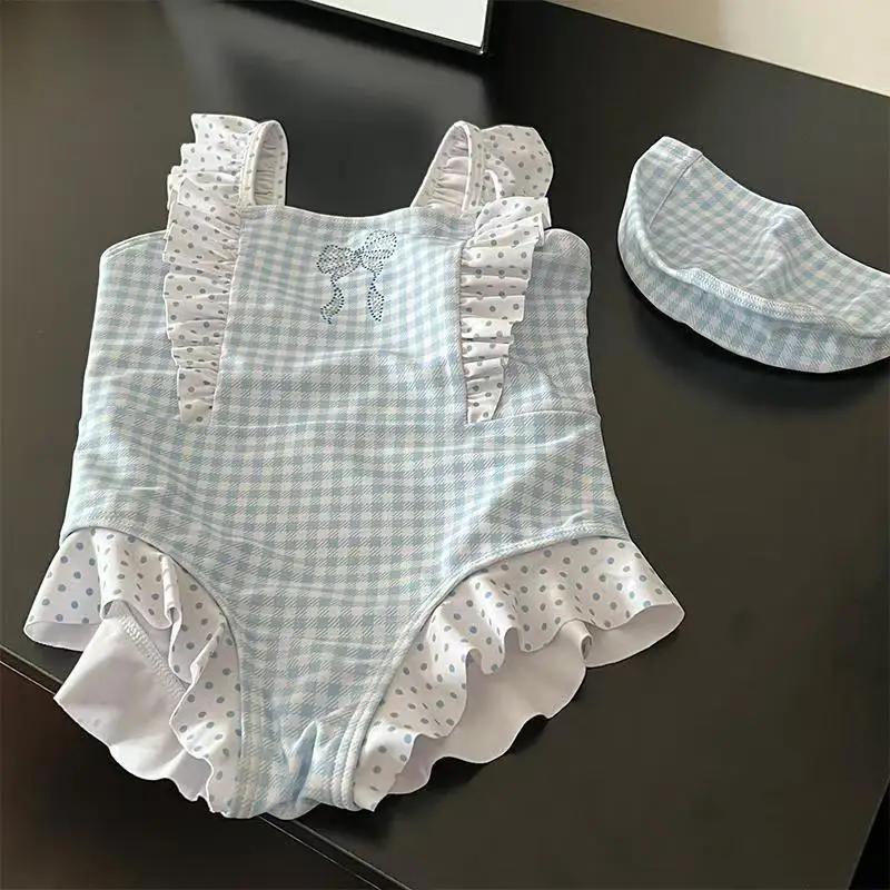 Bañador de una pieza para niña con encaje y pajarita - imagen 2