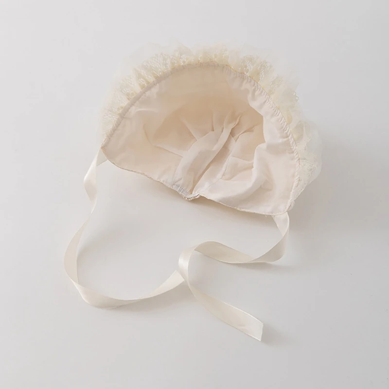 Gorro de encaje floral para bebé recién nacido – estilo princesa satén - imagen 5