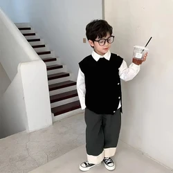 Chaleco de punto infantil – cuello redondo, ligero en primavera