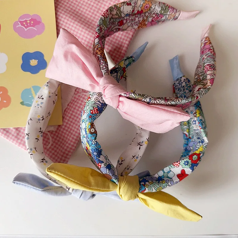 Diadema infantil con lazo floral - Accesorio para la cabeza pastel - imagen 2