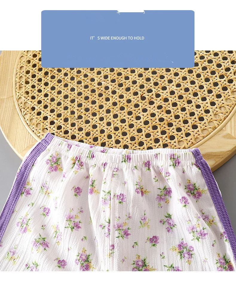 Conjunto de pantalones cortos verano para niña floral transpirable - imagen 5