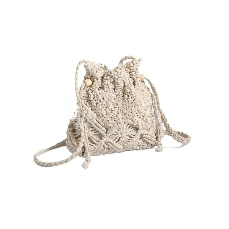 Bolso bandolera de playa tipo cubo tejido a mano artesanal - imagen 2