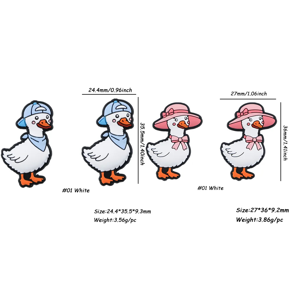 Cuentas de silicona planas con diseño de pato para DIY