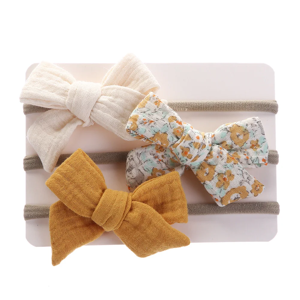 Diadema elástica de muselina para niña con lazo y estampado floral - imagen 5