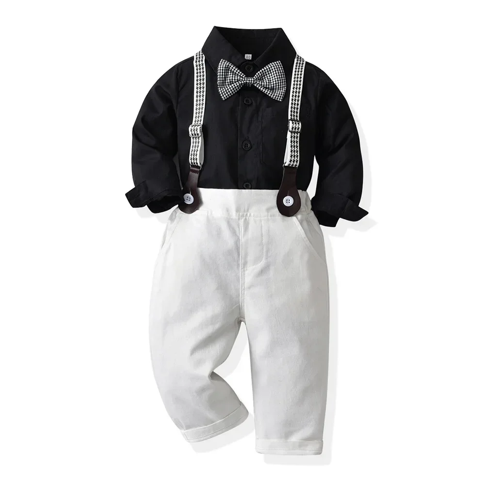 Conjunto pantalón y camisa niño blanco y negro de algodón - imagen 4