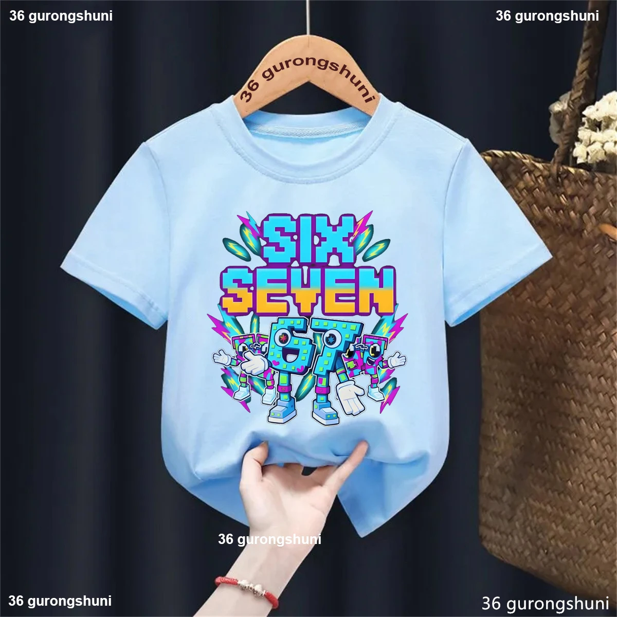 Camiseta estampada Brainrot meme con bloques, para niños y niñas - imagen 4