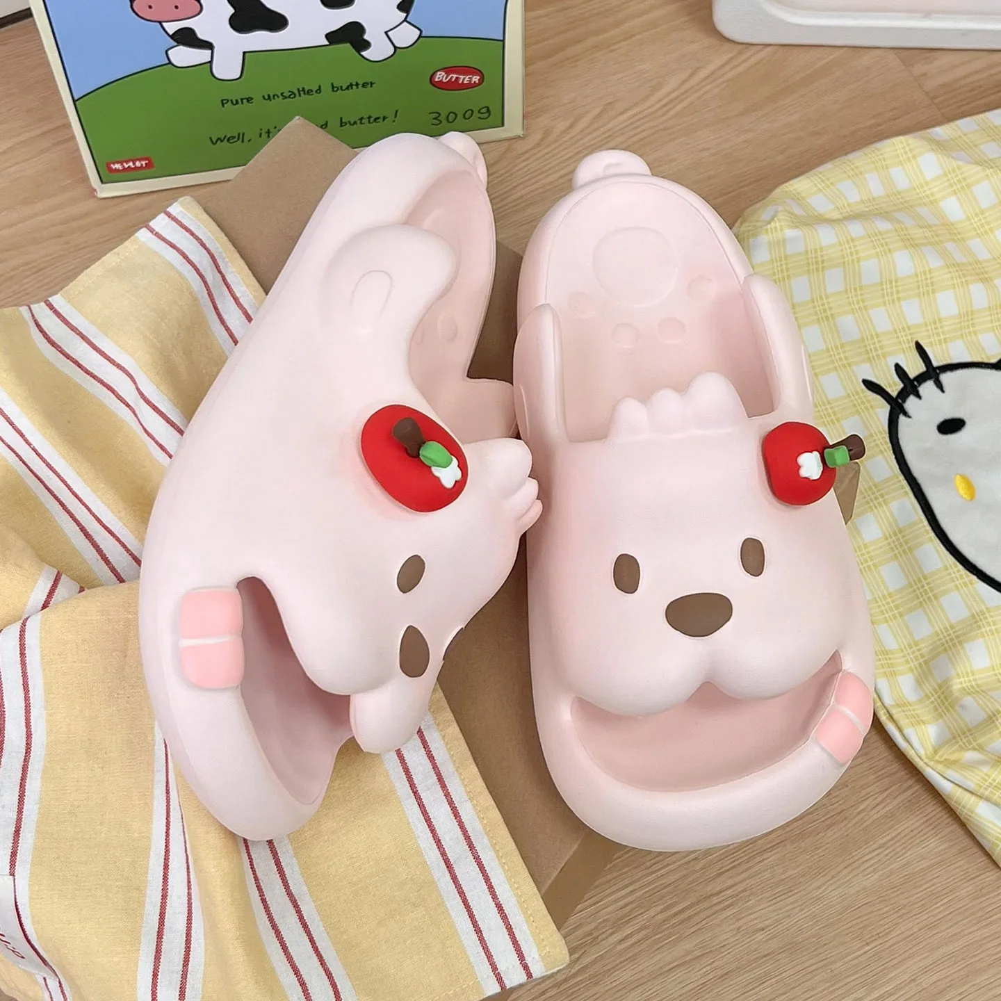 Pantuflas antideslizantes transpirables con oso 3D de frutas - imagen 4
