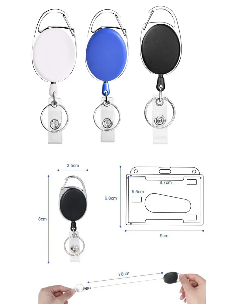Porta tarjetas transparente con carrete retráctil