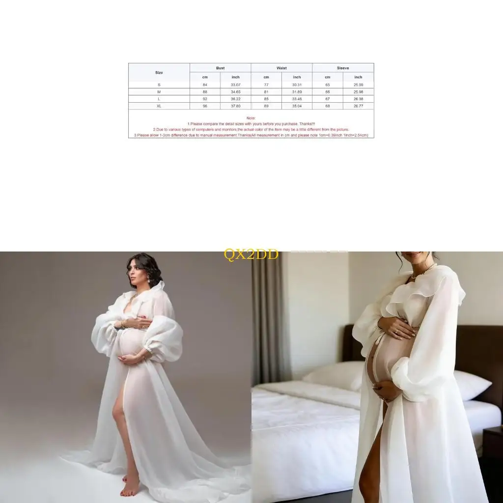 QX2D Vestido de embarazo para sesión de fotos con manga larga - imagen 5