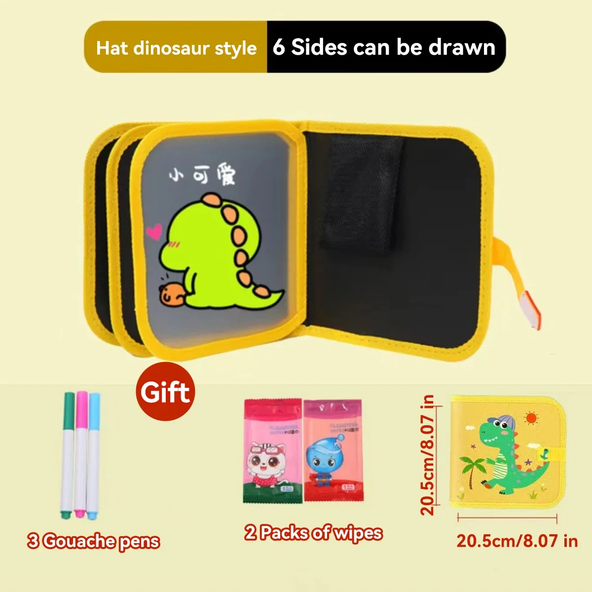 Pizarra de grafiti reutilizable con libro y tiza para niños, cole