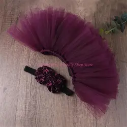 Vestido de tutú corto para bebé con diadema fotográfica