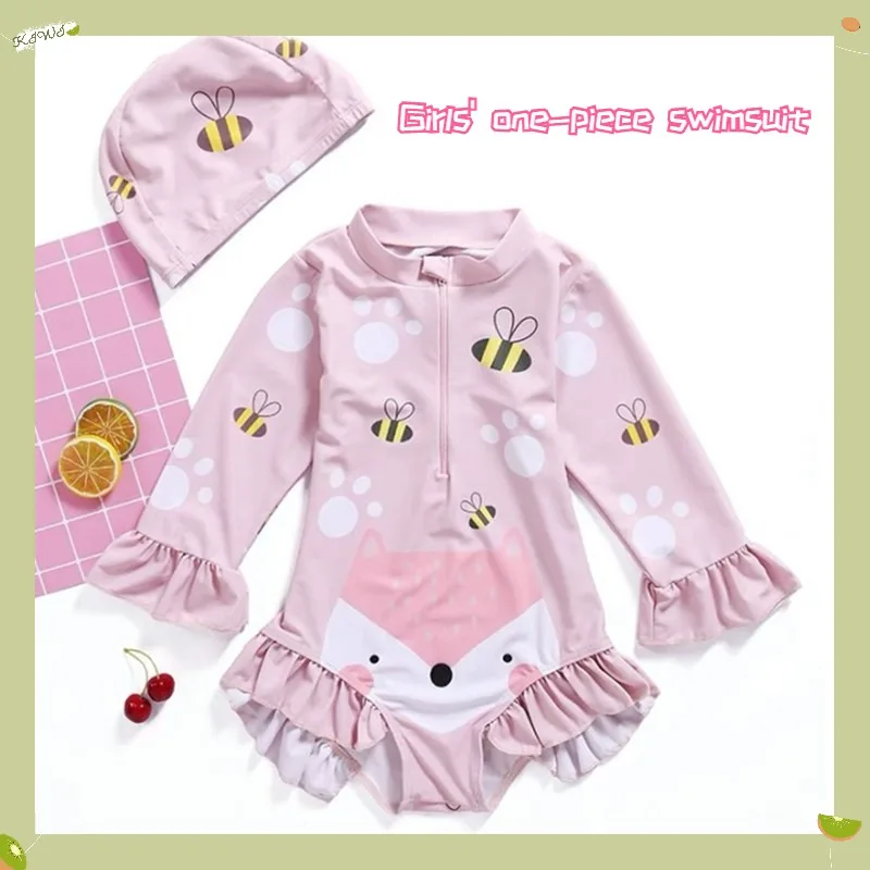 Traje de baño niña manga larga con sombrero – Protección solar