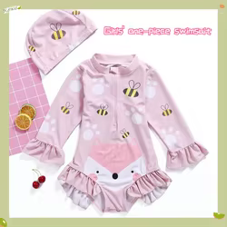 Traje de baño niña manga larga con sombrero – Protección solar