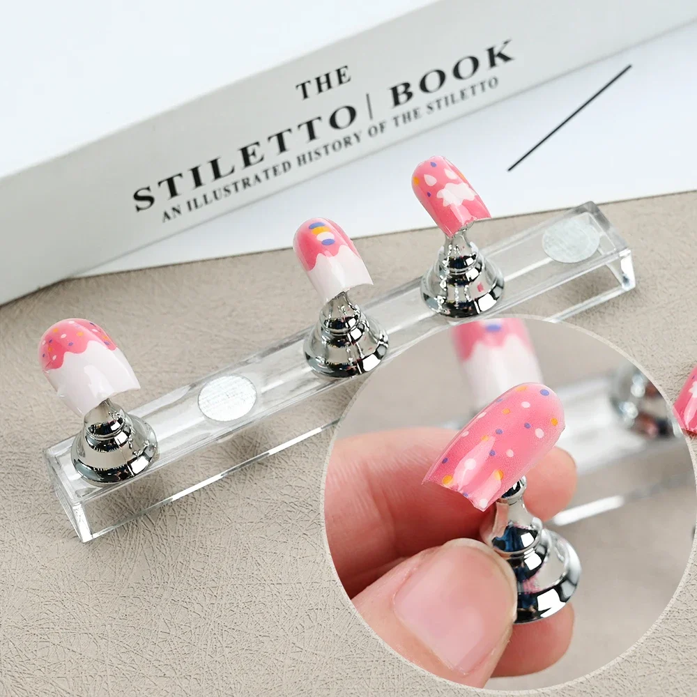 Expositor de uñas postizas magnético con estantes, soporte y base