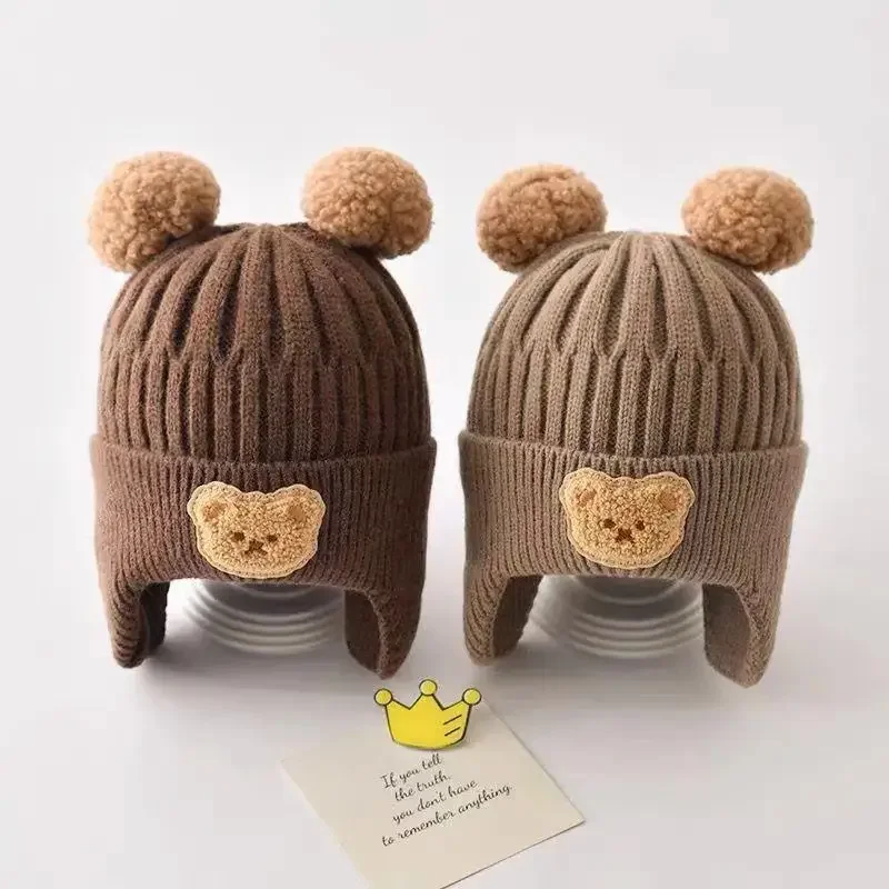Gorro de oso con orejeras para bebé – Punto cálido invernal